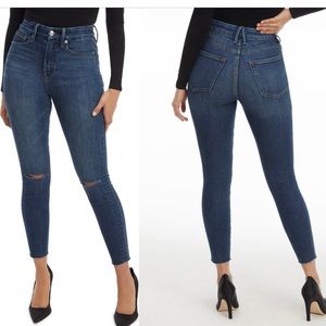 Good American Jeans / High Waist / Ripped Raw Edge/ Skinny Jeans